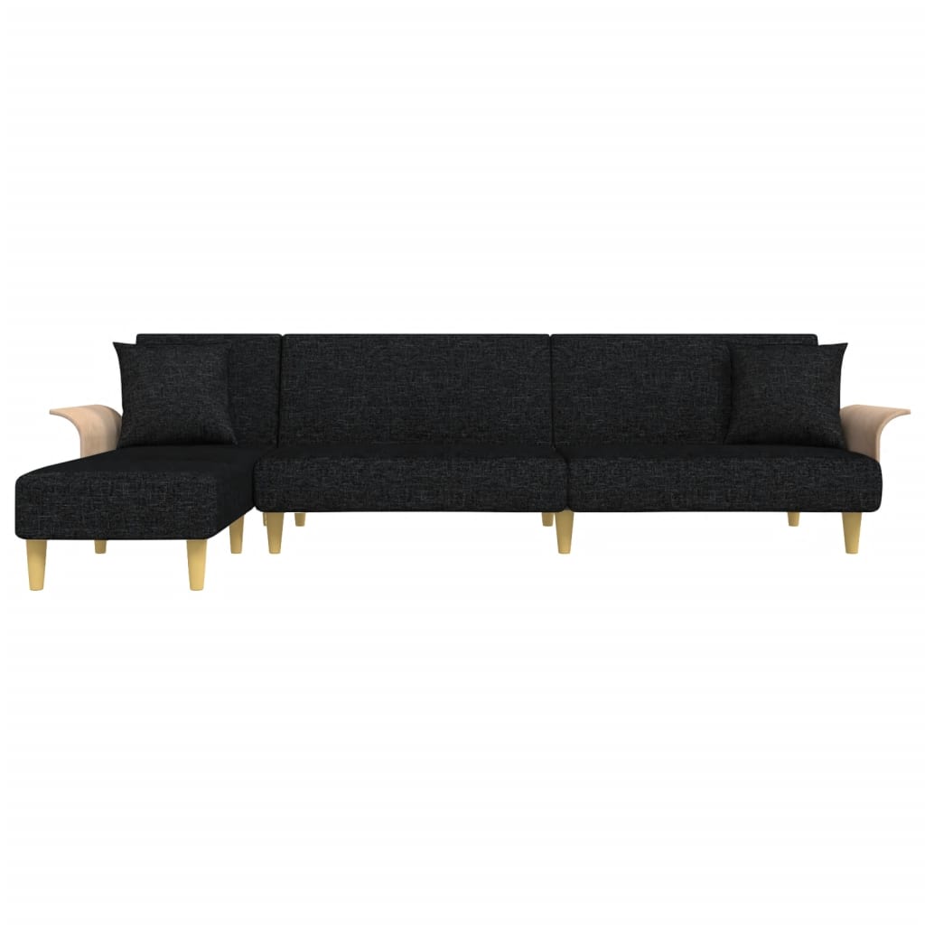 vidaXL Canapé-lit en L Noir 279x140x70 cm Tissu