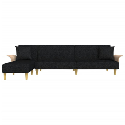vidaXL Canapé-lit en L Noir 279x140x70 cm Tissu