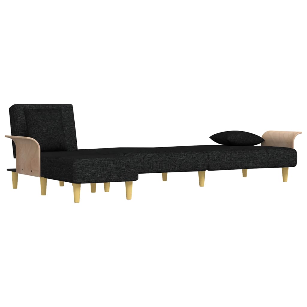 vidaXL Canapé-lit en L Noir 279x140x70 cm Tissu