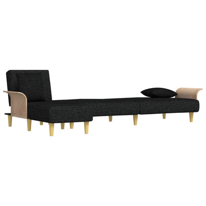vidaXL Canapé-lit en L Noir 279x140x70 cm Tissu