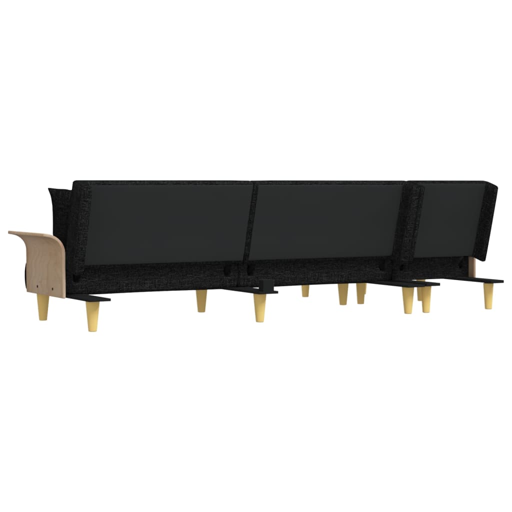 vidaXL Canapé-lit en L Noir 279x140x70 cm Tissu