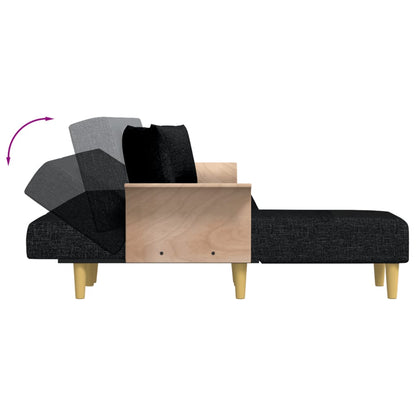 vidaXL Canapé-lit en L Noir 279x140x70 cm Tissu