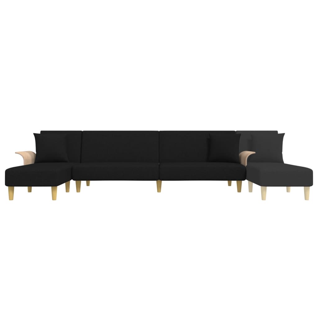 vidaXL Canapé-lit en L Noir 279x140x70 cm Tissu