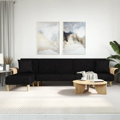 vidaXL Canapé-lit en L Noir 279x140x70 cm Tissu