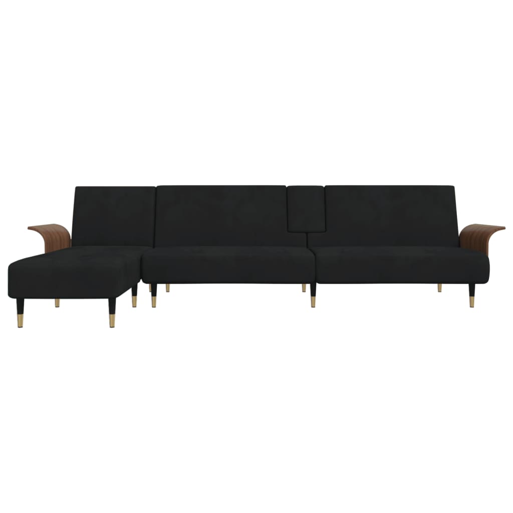 vidaXL Schlafsofa in L-Form Schwarz 279x140x70 cm Samt