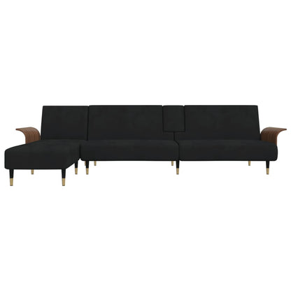 vidaXL Schlafsofa in L-Form Schwarz 279x140x70 cm Samt