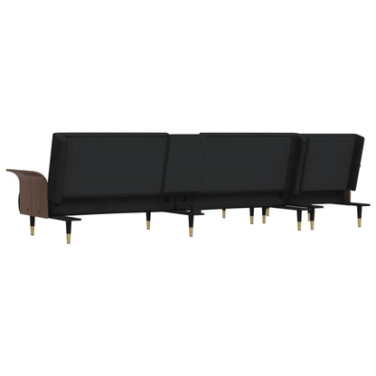 vidaXL Schlafsofa in L-Form Schwarz 279x140x70 cm Samt
