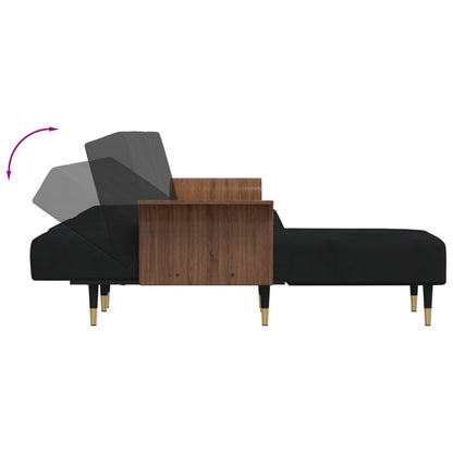 vidaXL Schlafsofa in L-Form Schwarz 279x140x70 cm Samt