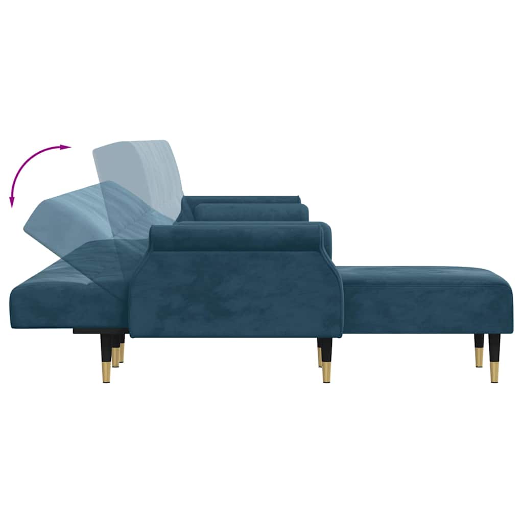 vidaXL Schlafsofa in L-Form Blau 271x140x70 cm Samt