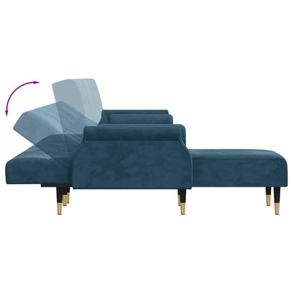 vidaXL Schlafsofa in L-Form Blau 271x140x70 cm Samt