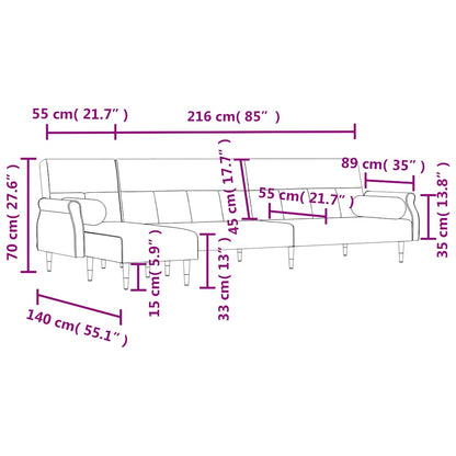 vidaXL Schlafsofa in L-Form Blau 271x140x70 cm Samt