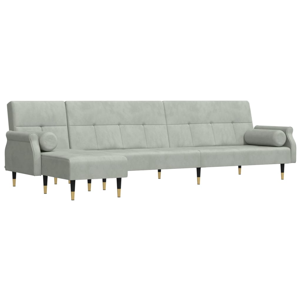 vidaXL Schlafsofa in L-Form Hellgrau 271x140x70 cm Samt