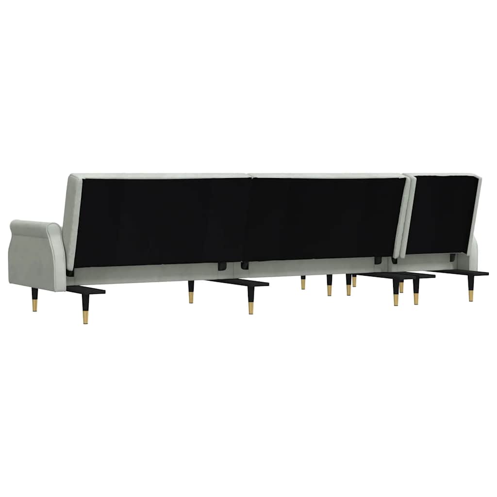 vidaXL Schlafsofa in L-Form Hellgrau 271x140x70 cm Samt