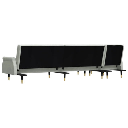 vidaXL Schlafsofa in L-Form Hellgrau 271x140x70 cm Samt