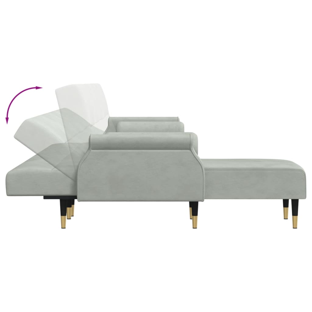 vidaXL Schlafsofa in L-Form Hellgrau 271x140x70 cm Samt