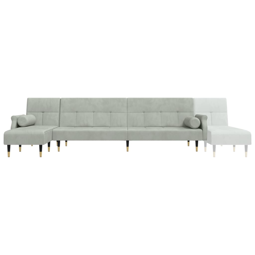 vidaXL Schlafsofa in L-Form Hellgrau 271x140x70 cm Samt