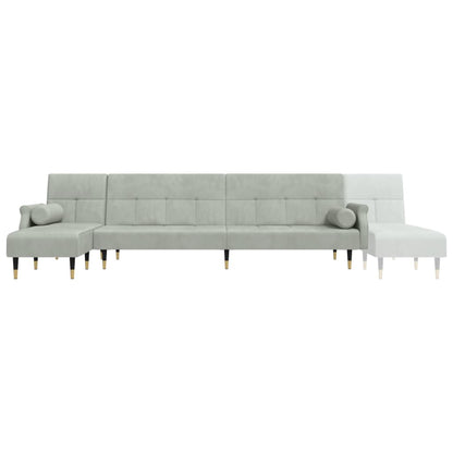 vidaXL Schlafsofa in L-Form Hellgrau 271x140x70 cm Samt