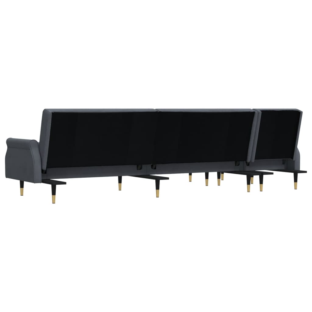 vidaXL Schlafsofa in L-Form Dunkelgrau 271x140x70 cm Samt