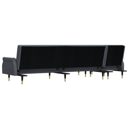 vidaXL Schlafsofa in L-Form Dunkelgrau 271x140x70 cm Samt