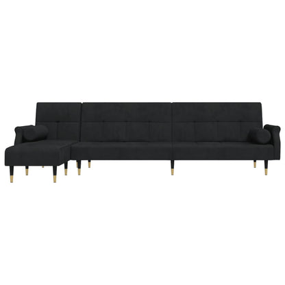 vidaXL Schlafsofa in L-Form Schwarz 271x140x70 cm Samt