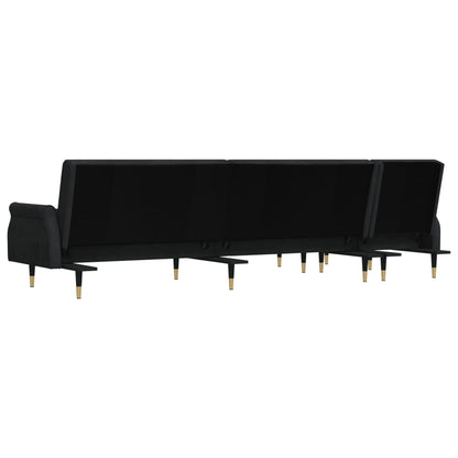 vidaXL Schlafsofa in L-Form Schwarz 271x140x70 cm Samt