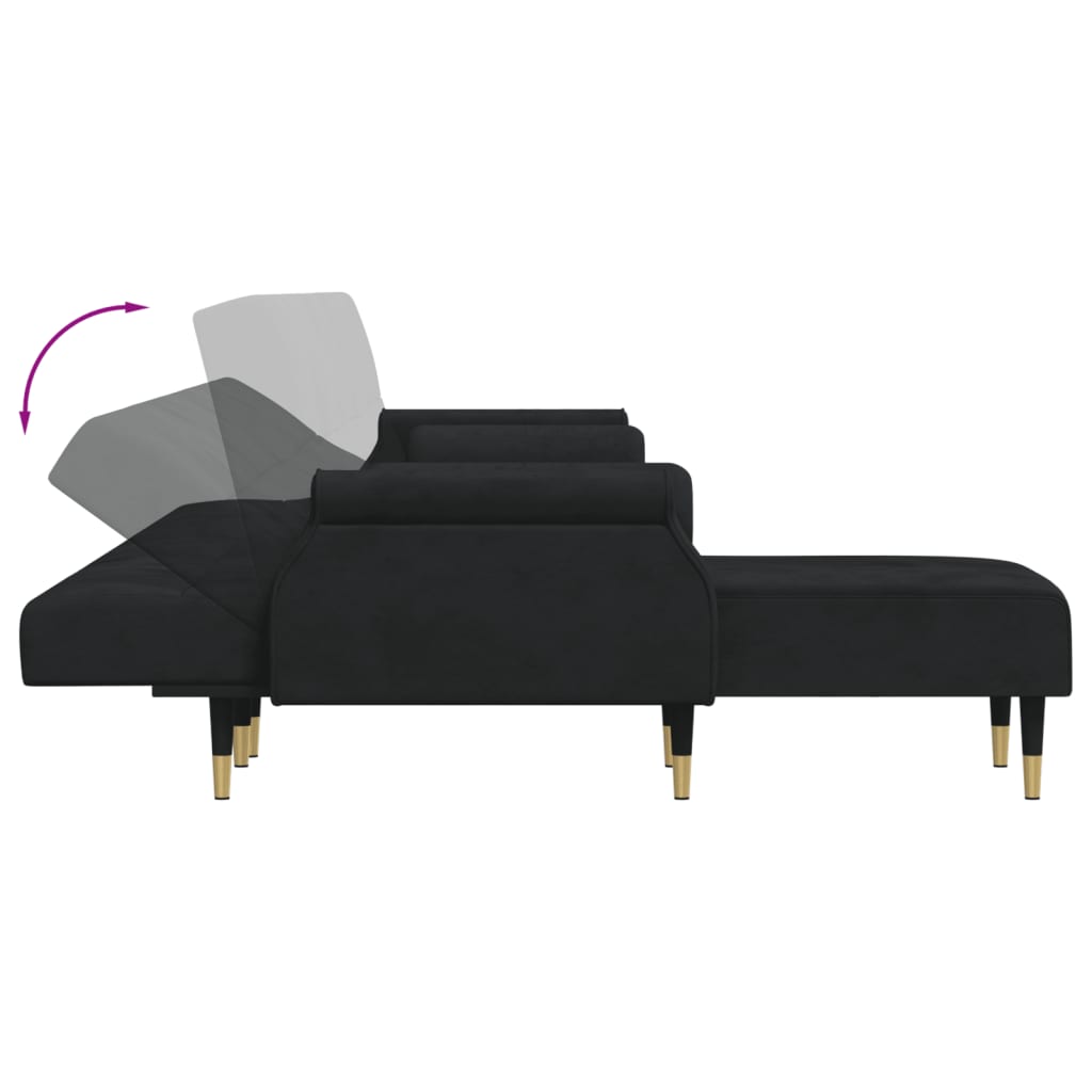 vidaXL Schlafsofa in L-Form Schwarz 271x140x70 cm Samt