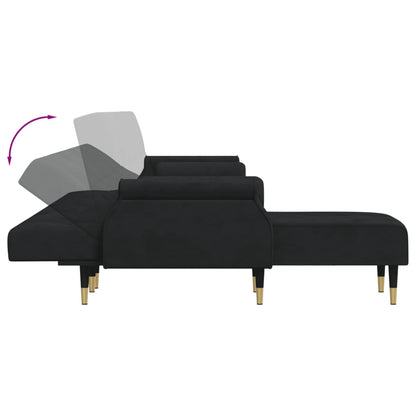 vidaXL Schlafsofa in L-Form Schwarz 271x140x70 cm Samt