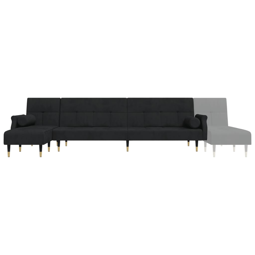 vidaXL Schlafsofa in L-Form Schwarz 271x140x70 cm Samt