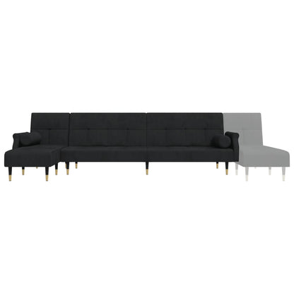 vidaXL Schlafsofa in L-Form Schwarz 271x140x70 cm Samt