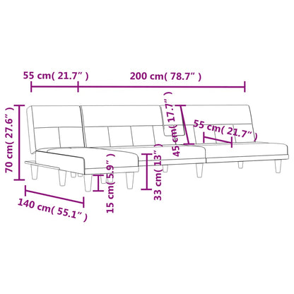 vidaXL Schlafsofa in L-Form Hellgrau 255x140x70 cm Stoff