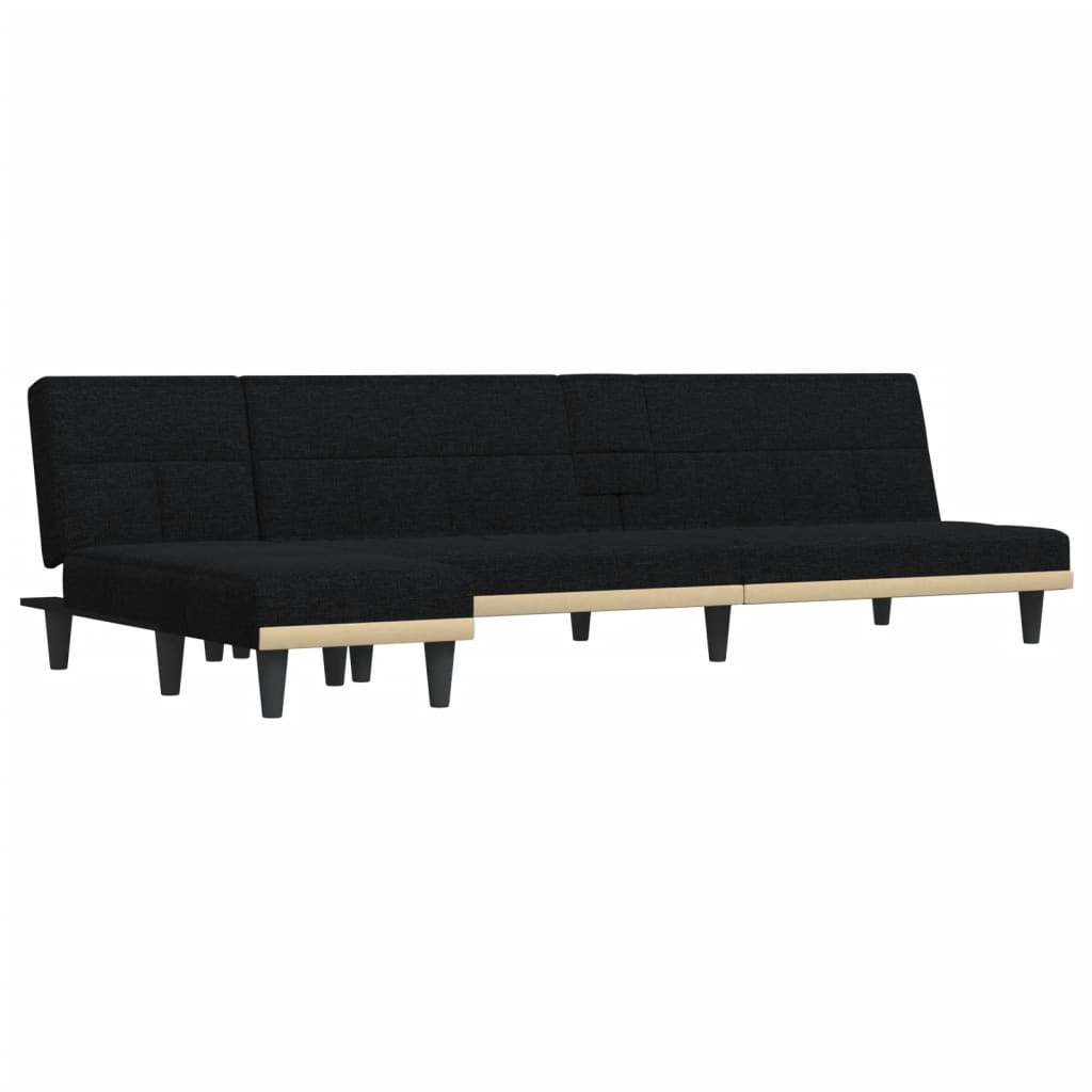 vidaXL Canapé-lit d'angle Noir 255x140x70 cm Tissu
