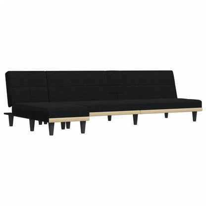 vidaXL Canapé-lit d'angle Noir 255x140x70 cm Tissu