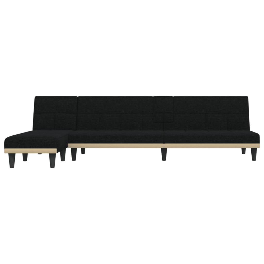 vidaXL Canapé-lit d'angle Noir 255x140x70 cm Tissu