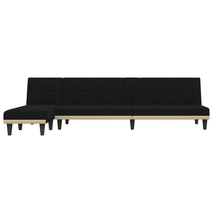 vidaXL Canapé-lit d'angle Noir 255x140x70 cm Tissu