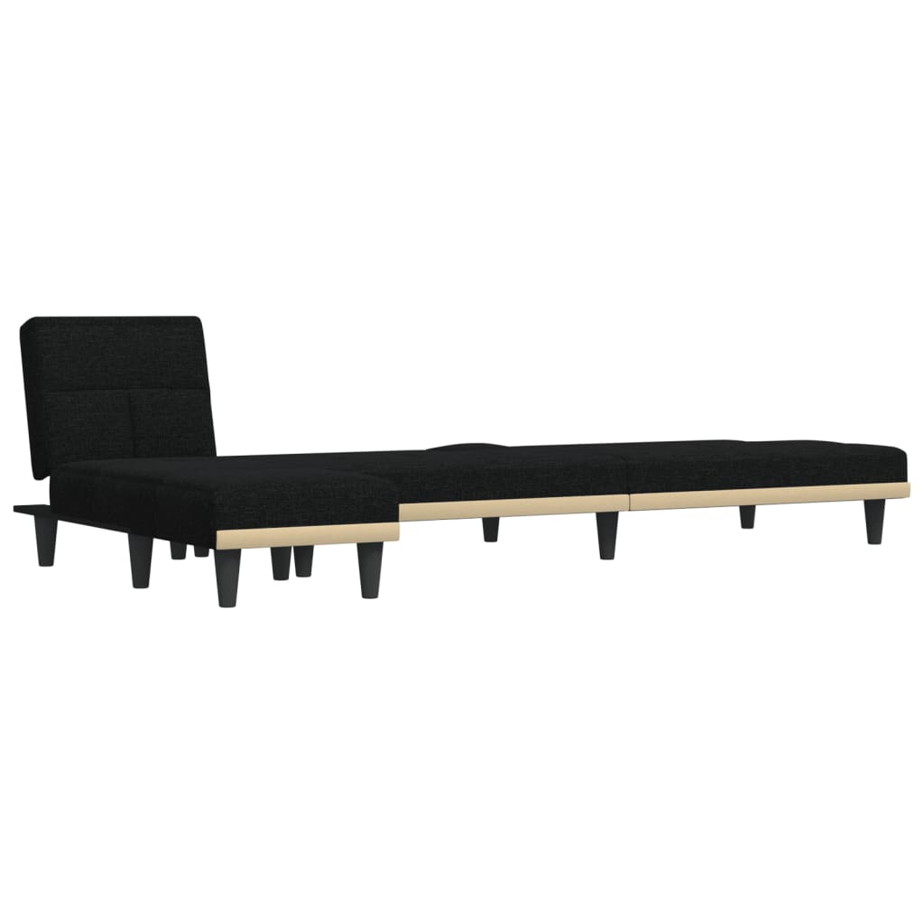 vidaXL Canapé-lit d'angle Noir 255x140x70 cm Tissu
