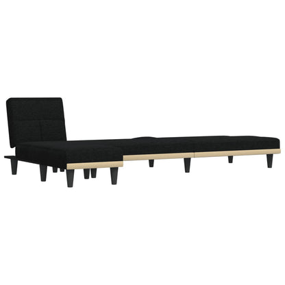 vidaXL Canapé-lit d'angle Noir 255x140x70 cm Tissu