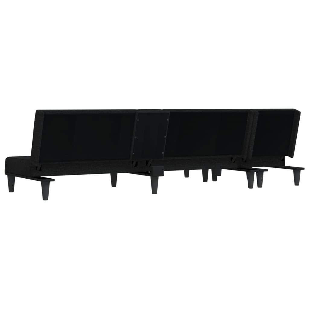 vidaXL Canapé-lit d'angle Noir 255x140x70 cm Tissu