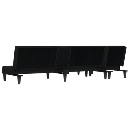 vidaXL Canapé-lit d'angle Noir 255x140x70 cm Tissu