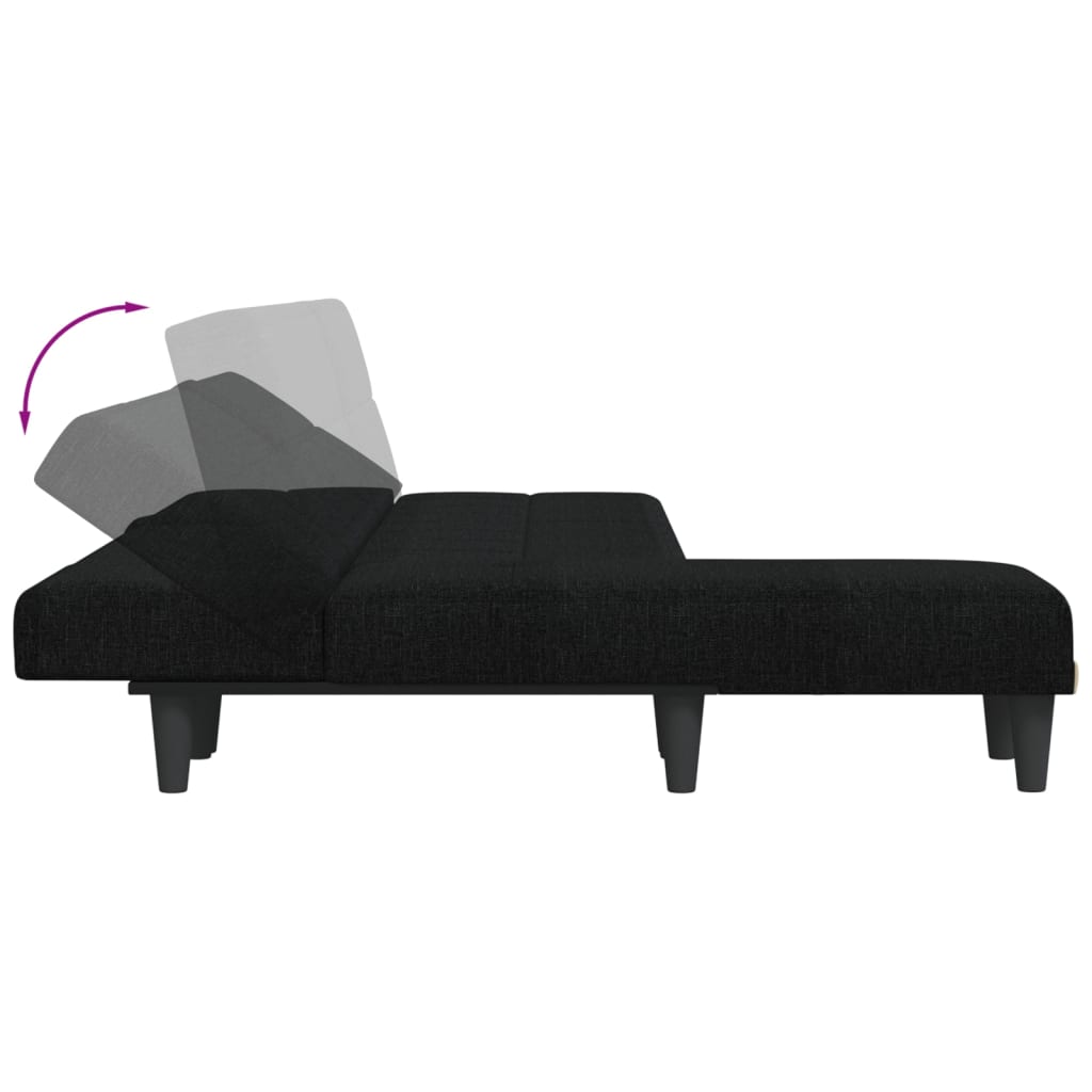 vidaXL Canapé-lit d'angle Noir 255x140x70 cm Tissu