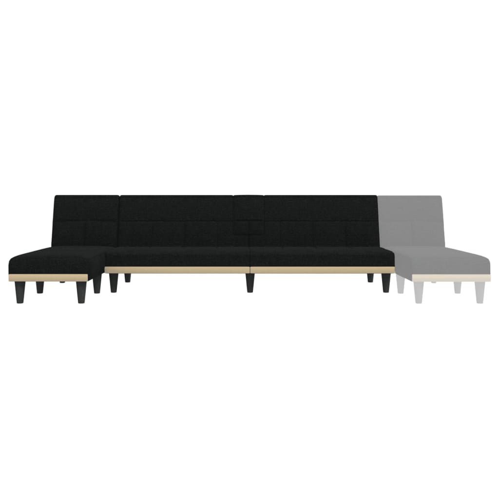 vidaXL Canapé-lit d'angle Noir 255x140x70 cm Tissu