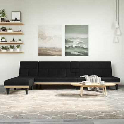 vidaXL Canapé-lit d'angle Noir 255x140x70 cm Tissu