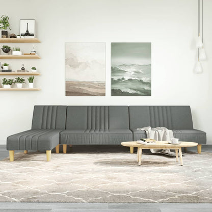 vidaXL Schlafsofa in L-Form Dunkelgrau 255x140x70 cm Stoff