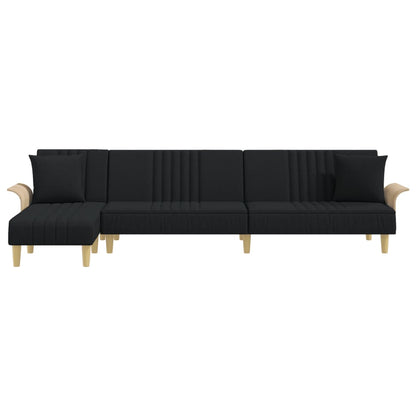 vidaXL Schlafsofa in L-Form Schwarz 279x140x70 cm Stoff
