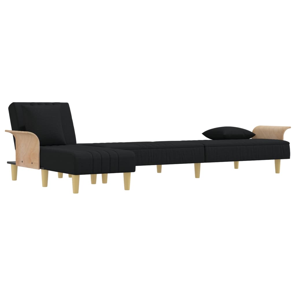 vidaXL Schlafsofa in L-Form Schwarz 279x140x70 cm Stoff