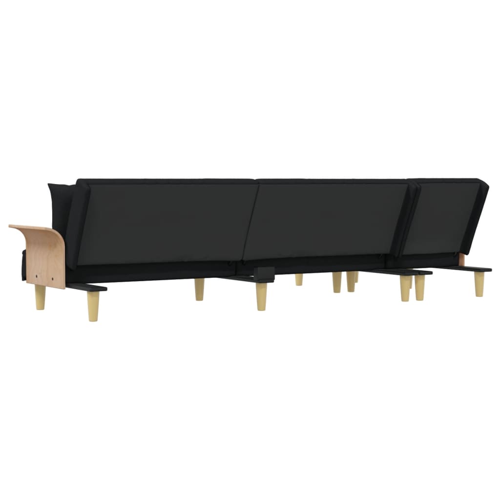vidaXL Schlafsofa in L-Form Schwarz 279x140x70 cm Stoff