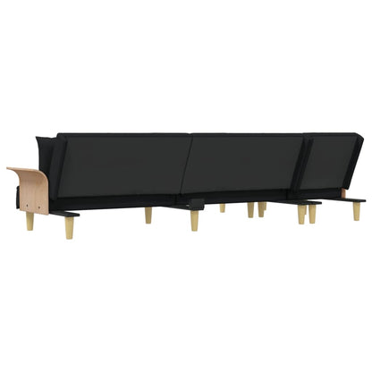 vidaXL Schlafsofa in L-Form Schwarz 279x140x70 cm Stoff