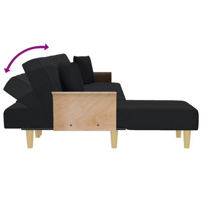 vidaXL Schlafsofa in L-Form Schwarz 279x140x70 cm Stoff