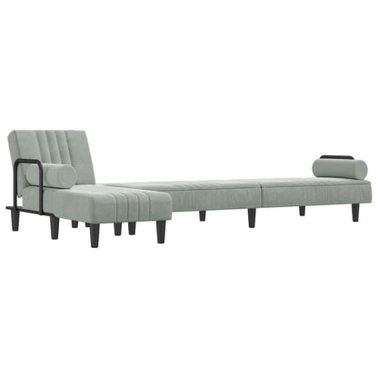 vidaXL Schlafsofa in L-Form Hellgrau 260x140x70 cm Samt