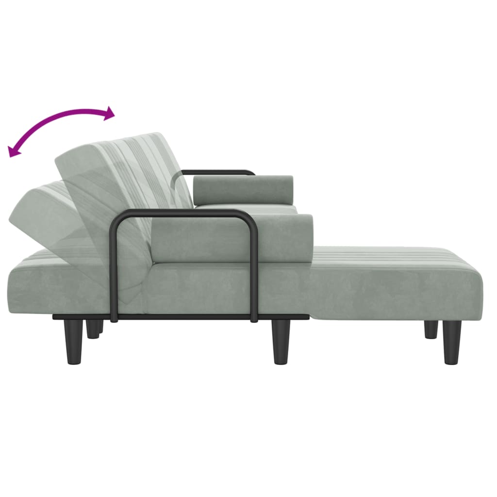 vidaXL Schlafsofa in L-Form Hellgrau 260x140x70 cm Samt