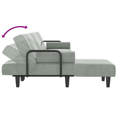 vidaXL Schlafsofa in L-Form Hellgrau 260x140x70 cm Samt